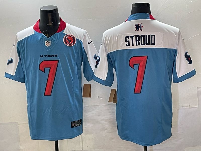 Men 2026 Houston Texans #7 Stroud Light Blue 3th generations Nike Limited NFL Jersey style 0054